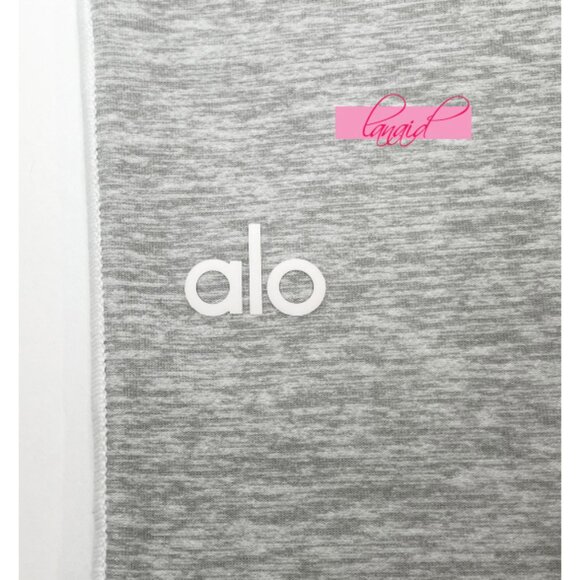 Alo Alosoft High-Waist Heart Throb Leggings Athletic Heather Grey White Hi-Rise - Picture 15 of 16
